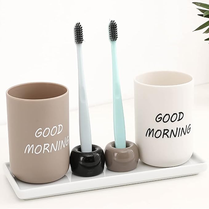 NiuYichee Set of 6 Sleek Mini Ceramics Toothbrush Holder, Small Ceramic Ring, Perfect Size for Bathroom Vanity Countertops