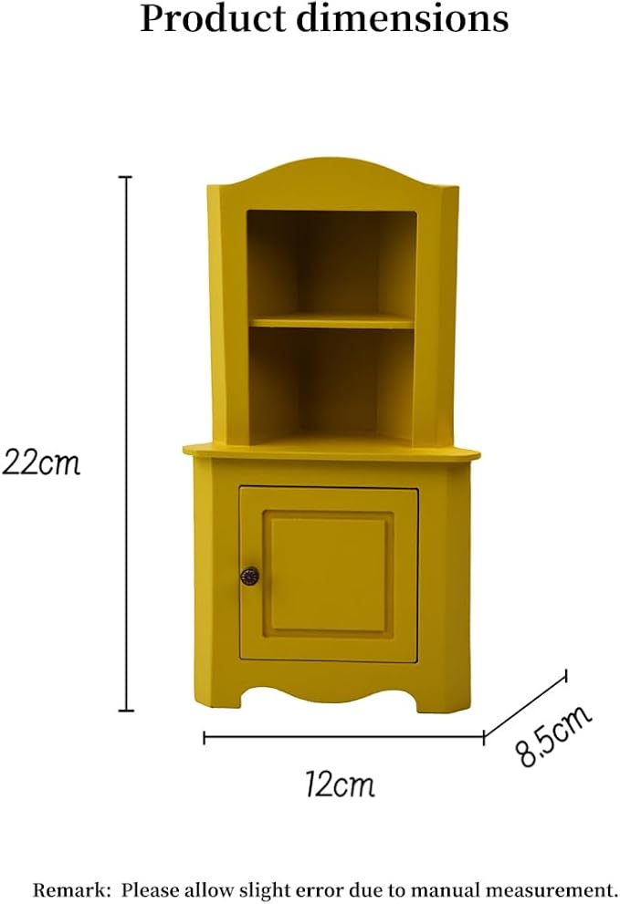 Miniature Dollhouse Closet 1:12 Scale Wooden Dollhouse Corner Cabinet for Mouse Hole Farm House - Birthday Gift for 3+ Year Old (Yellow)