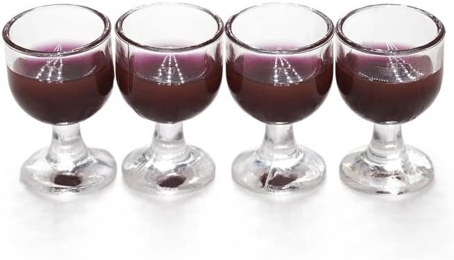 Odoria 1/12 Miniature Wine Glasses 4Pcs Dollhouse Decoration Accessories, Red Wine