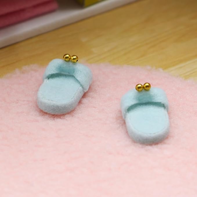 GORGECRAFT 3 Sets Miniature Carpet 3pcs Dollhouse Pillow 3pcs Dollhouse Towels Mini Doll House Decor Polyester Fluffy Miniature Doll House Cloud Rug for Furniture Decoration Bedroom