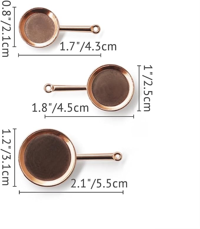 Odoria Dollhouse Frying Pan Miniature: 1/12 Scale Skillet Cookware for Kitchen Restaurant - Mini Kitchenware Cooking Utensils Metal Copper 3Pcs