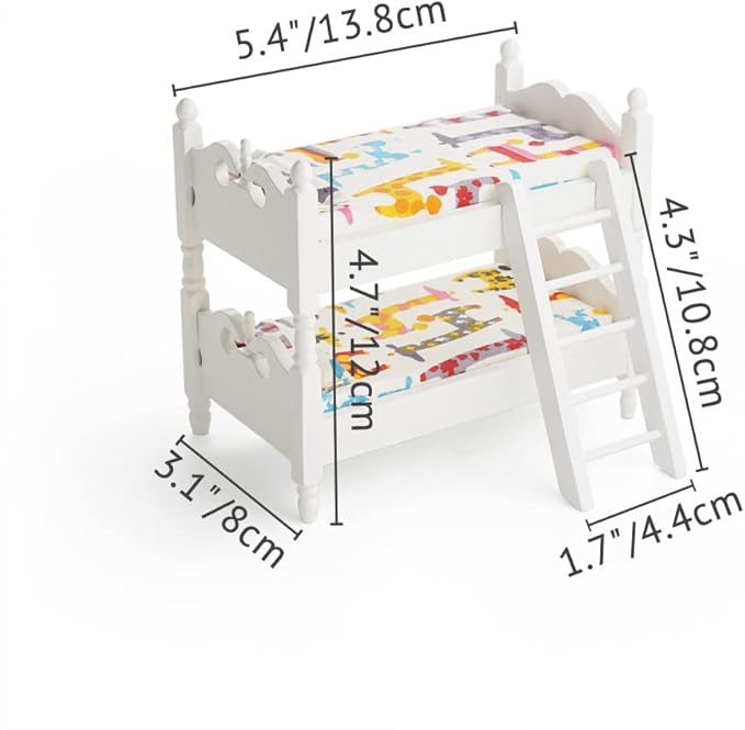 Odoria 1/12 Miniature Bunk Bed Dollhouse Furniture Accessories