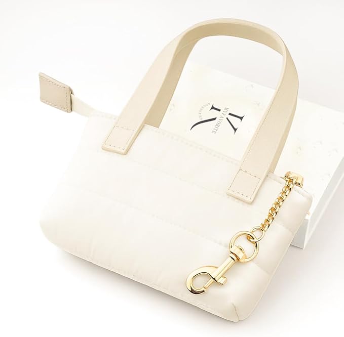 MyfavoriteK Cute Mini Tote Keychain Fancy Coin Pouch Charm Stylish Purse Key Chain for Women Novelty Puffer Handbbag Key Ring