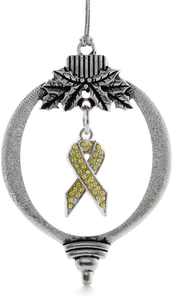Inspired Silver - Yellow Ribbon - Silver Christmas Ornament - Unique Charm Christmas Tree Ornament - Holiday Hanging Decoration