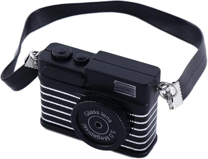 1Pc Black 1:4 Scale Mini Camera Prop Ornament Vintage Camera Model,Vintage Camera Prop,Miniature Camera,Prop Camera,Miniature Digital Camera Mini Decoration Accessories，Dollhouse Accessories(WFA1142)
