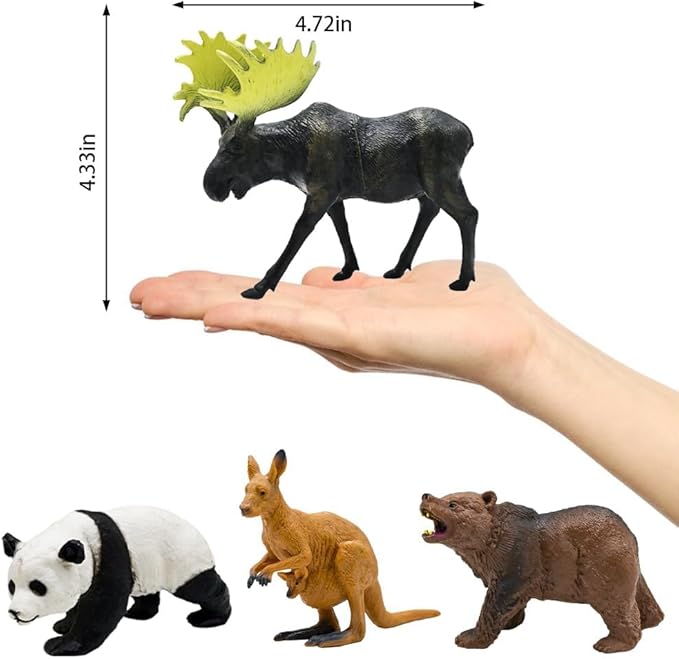 BOLZRA Safari Animals Figures Toys, Realistic Wild Zoo Animal Figurines, Plastic African Jungle Animals Playset for Kids Toddlers, 21Pcs Birthday Gifts Christmas Stocking Stuffers