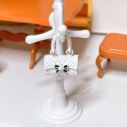 2 Pack Mini Fashion Girl Handbags with Bow – 1:12 Scale White Miniature Metal Satchels, Tiny Dollhouse Accessories for Micro Scene Decoration, DIY Display, Collectible Ornaments & Creative Home Décor