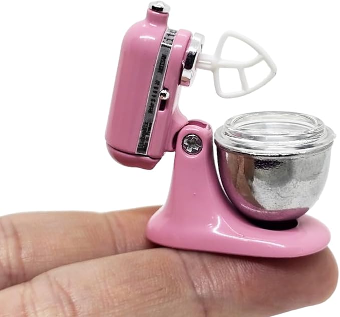 ChangThai Design Tiny 1¼" High Pink Bread Dough Mixer Kneader Machine Movable Figurine Steel and Resin Miniature Decoration Accessories Replica Decorative Collectible Figurines Home Décor Gifts