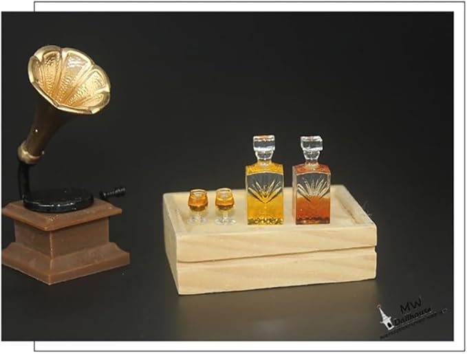 1 Set 1:12 Scale Exquisite Mini Whiskey Wine Bottle Bar Model, Mini Alcohol Bottles, Dollhouse Miniature Accessories, Verisimilitude Mini Whiskey Wine Decoration Convenient and Nice