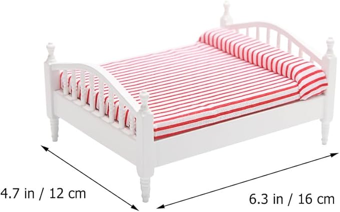 Totority Miniature Furniture Pink Double Bed Synthetic Material 1: 12 Dollhouse Furniture Baby Doll Accessories Set for Decoration Kids Room