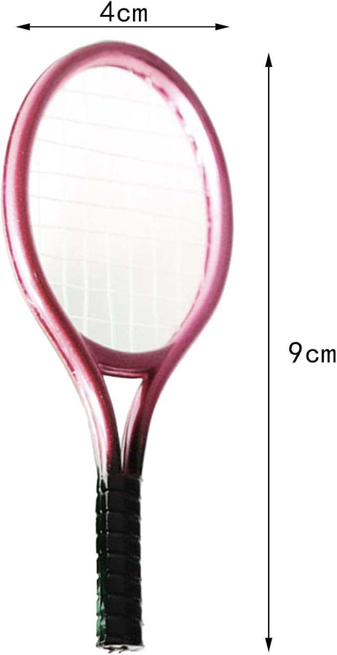 Mini Tennis Racket and Ball Set Mini Tennis Decor Miniature Tennis Kit Adults, Pink