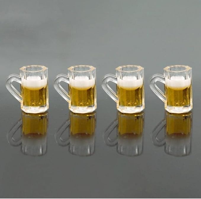 12Pcs Beer Cup, Miniature Cups, Dollhouse Mug Model for Miniature Dollhouse Accessories with Realistic Looking Beer Practical Processed Party Accessories, Decorations