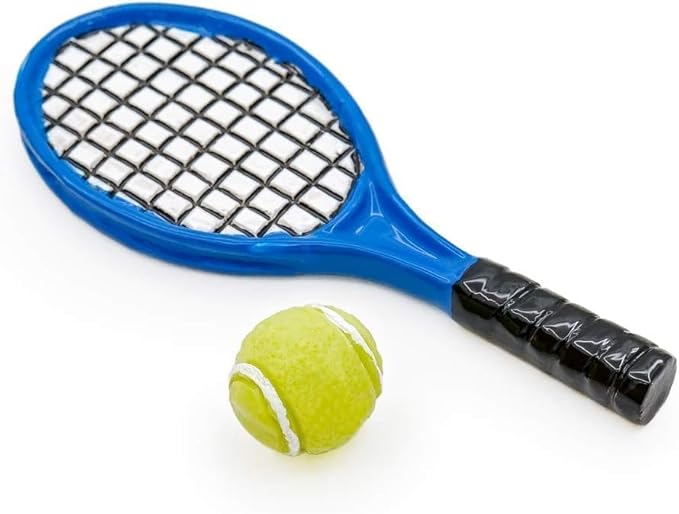 1 Set Blue and Green 1/12 Miniature Tennis Racket Racquet Dollhouse Accessories, Mini Tennis Racket, Dollhouse Décor, Toy Tennis Racket, Decorations
