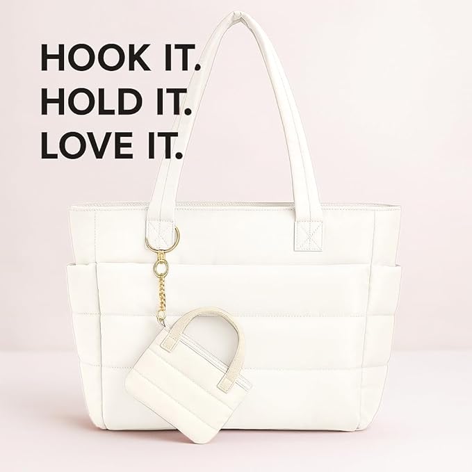 MyfavoriteK Cute Mini Tote Keychain Fancy Coin Pouch Charm Stylish Purse Key Chain for Women Novelty Puffer Handbbag Key Ring