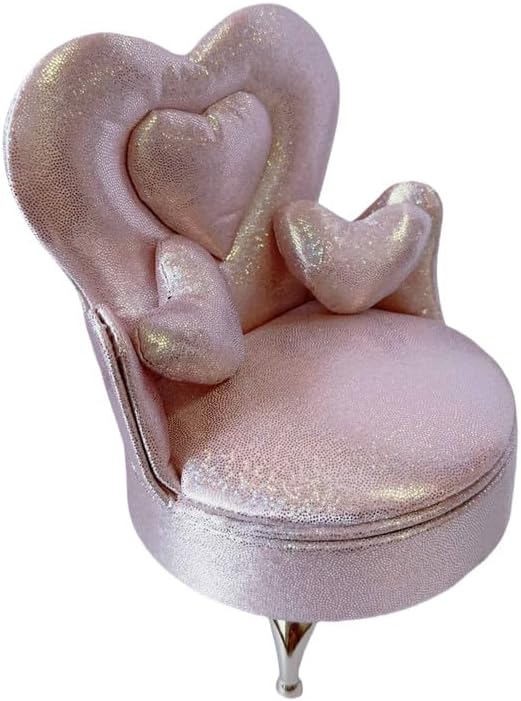 1/6 & 1/12 Scale Dollhouse Furniture Miniature Sofa w/Hidden Jewelry Box for Women - Adult Collector Pink Decor for Diorama, Dressing Table, Rings, Earrings & Small Necklaces Storage