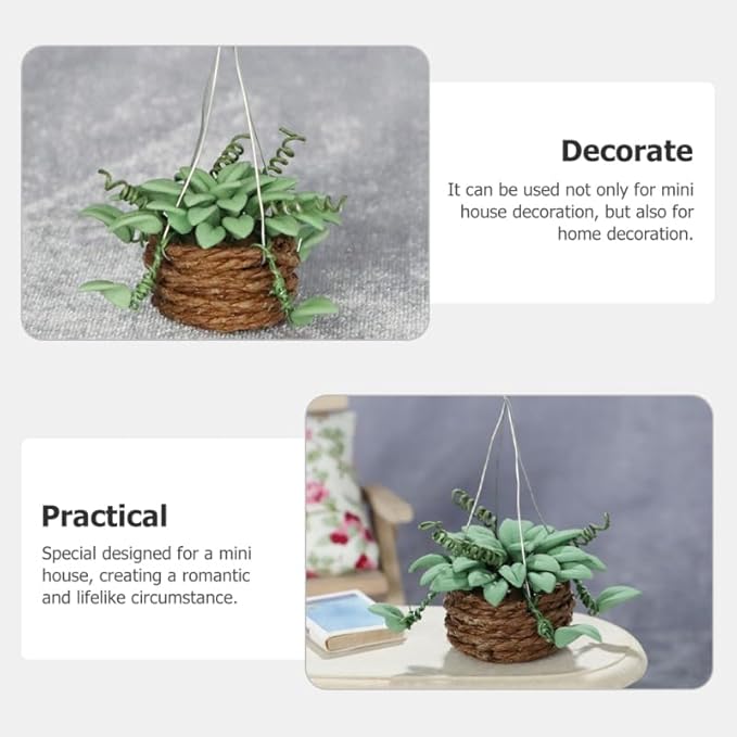 Garneck 3Pcs 1:12 Mini Dollhouse Resin Plant Decor - Cute Tiny Green Plant Accessories for Dollhouse and Miniature Garden