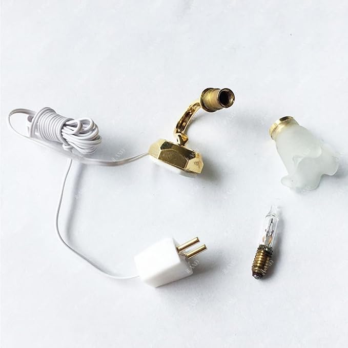 iLAND 1/12 Scale Accessories of Dollhouse Lights, Classic Miniature Lamp for Dollhouse Decoration, Pretty Glass Floral Wall Light w/Plug