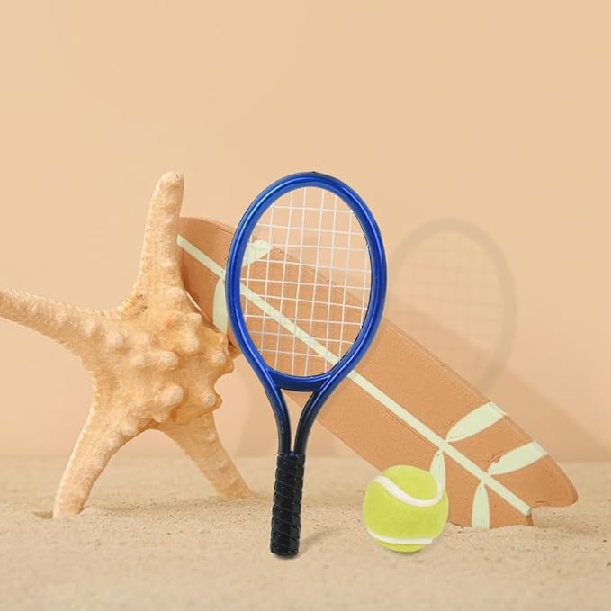 HUIANER Miniatures Tennis Racket 12pcs Mini Tennis Racket Keychain Dollhouse Accessories Sports Mini Tennis Set Mini Dollhouse Kitchen Fairy Garden Cake Topper Decoration