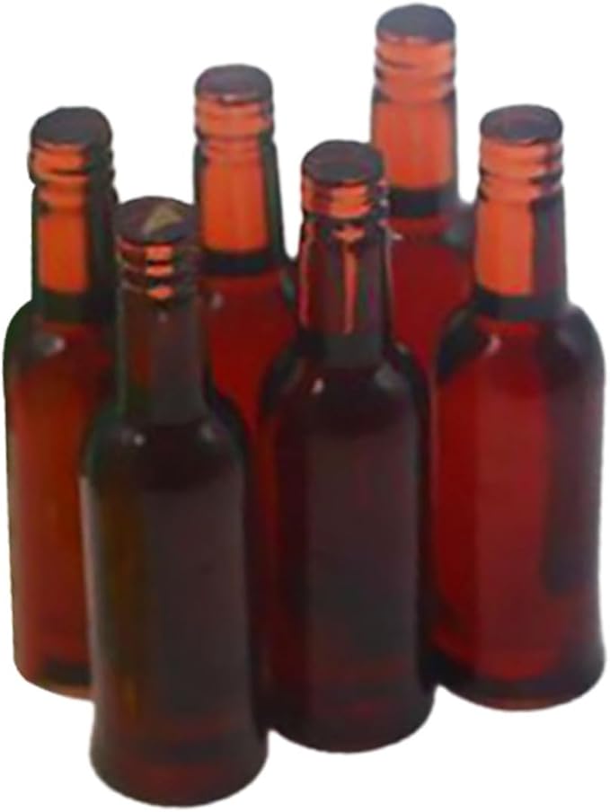 Totority Miniature Beer Bottles 6Pcs Realistic Dollhouse Accessories Brown Resin Mini Beer Bottle Models for Tiny House Decor and Photo Props