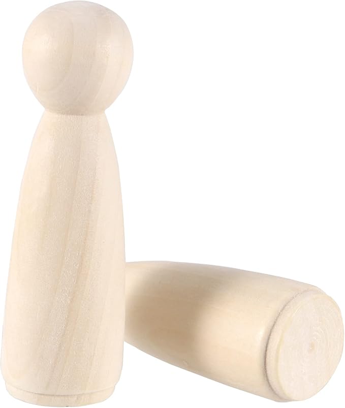 30 PCS 3.5 Inch Wooden Peg Dolls, Unfinished Wood Angel Girl Shape Peg People Bodies Figures for DIY Craft, Wedding, Cake Toppers, Painting