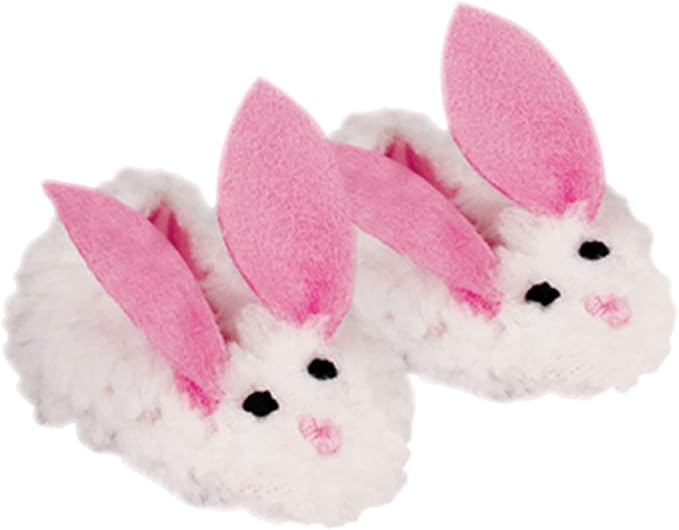 Sophia's Sherpa Bunny Slippers with Pink Felt Ears for 18 Inch Dolls, White