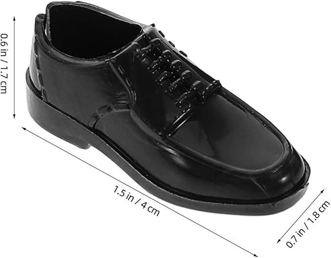 TOYANDONA 10pairs Miniature Black Shoes for Dolls Elegant Prince Style Dress up Shoes for Scale Male Dolls for Dollhouse Decor and Micro Landscape Ornaments