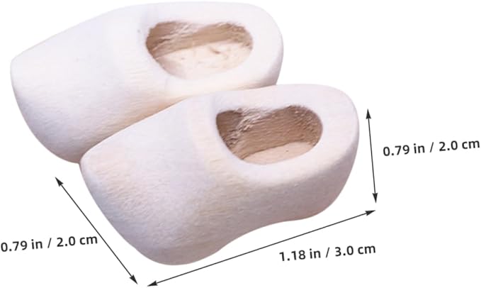 NAMOARLY 4 Pairs Miniature Wooden Doll Shoes DIY Craft Supply Unfinished Mini Clogs for Doll House Decor Accessories Sturdy Blank Wood Mini Shoes for Dollhouse Display and Crafting