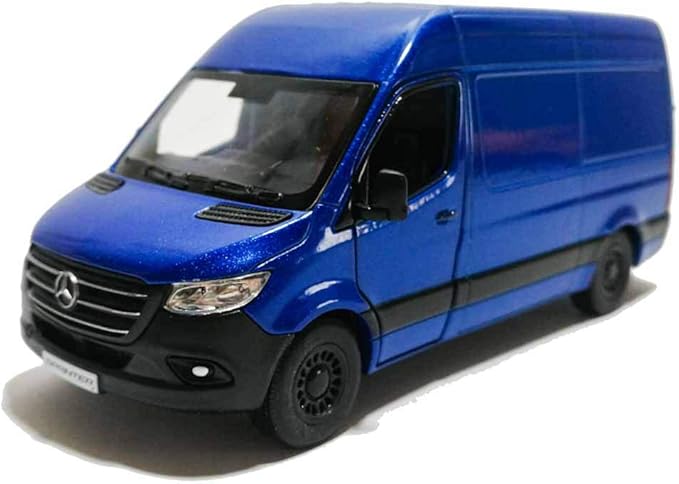 KiNSMART - Mercedes-Benz Sprinter Cargo Van 1:48 O Scale 5" Die Cast Metal Model Toy Van, Pull-Back Action (Blue)