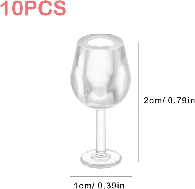 NUOBESTY 10Pcs Dollhouse Miniature Wine Glasses Cocktail Mini Beer Cups 1: 12 Scale Drinking Water Cups Model for Dollhouse Food Kitchen Bar Decor Photography Props (White)