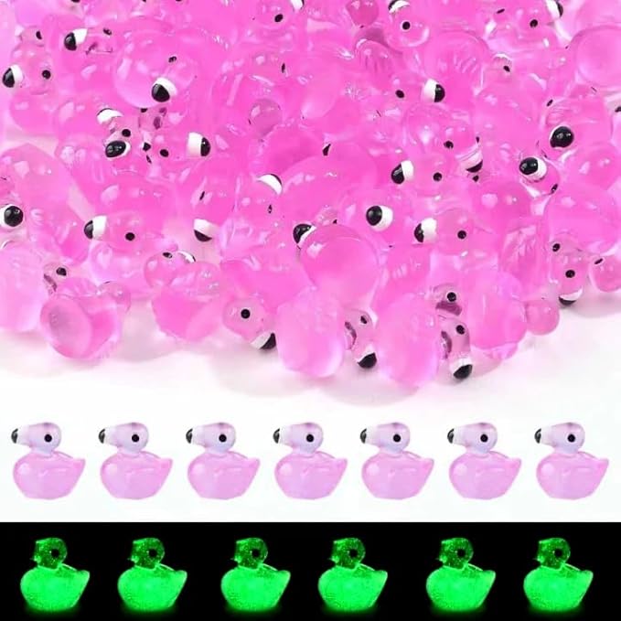 110 Pcs Luminous Mini Resin Flamingos Tiny Flamingos Miniature Flamingos Figures Glow in The Dark for DIY Garden Dollhouse Flamingos Accessories Micro Landscape Aquarium Party Deco