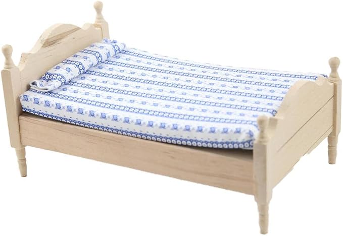 Melody Jane Dolls Houses Dollhouse Single Bed Bare Wood Unfinished Miniature Bedroom Furniture 1:12