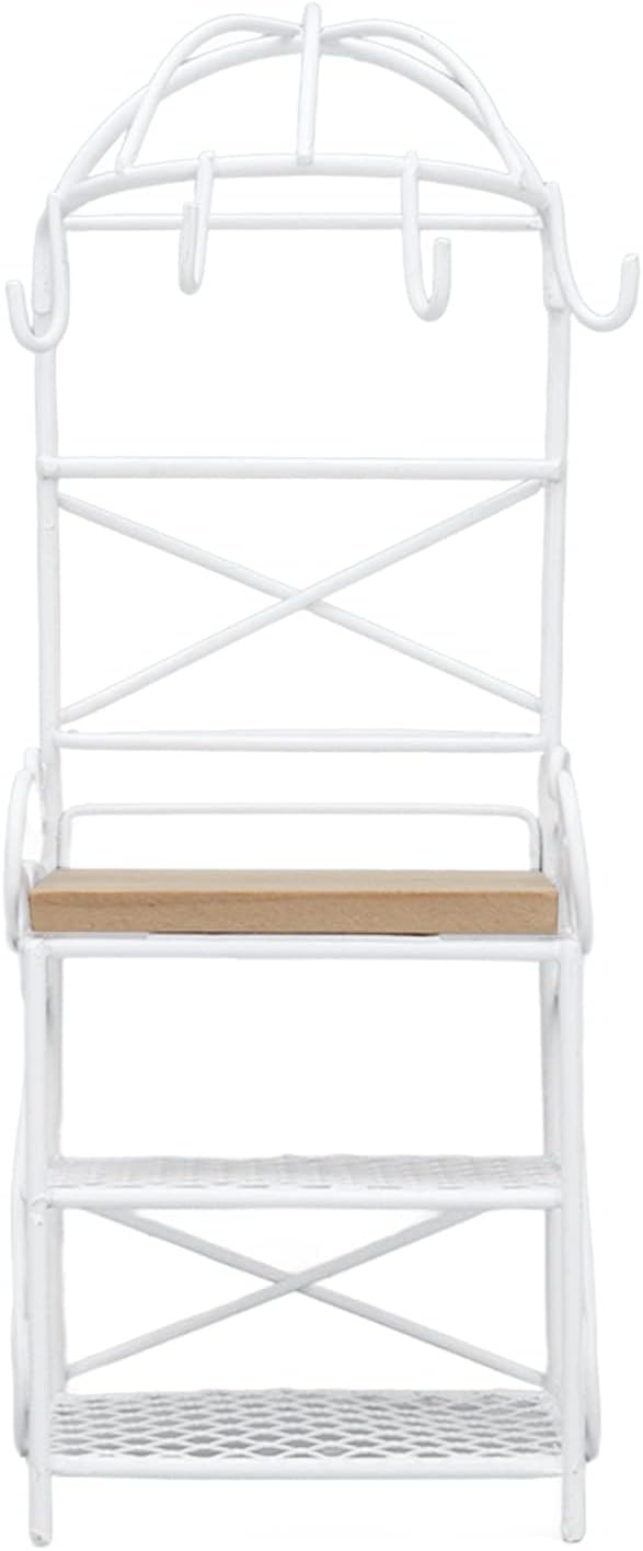 1:12 Miniature Bakers Rack, Dollhouse Kitchen Accessories Miniature Furniture Wooden Storage Rack Storage Display, for Living Room Decoration(White)