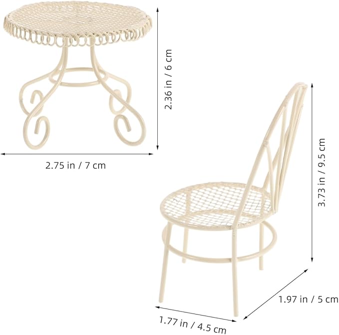BESPORTBLE Miniature Garden Furniture Set Fairy Garden Accessories Small Table Chair Set Outdoor Decor for Home