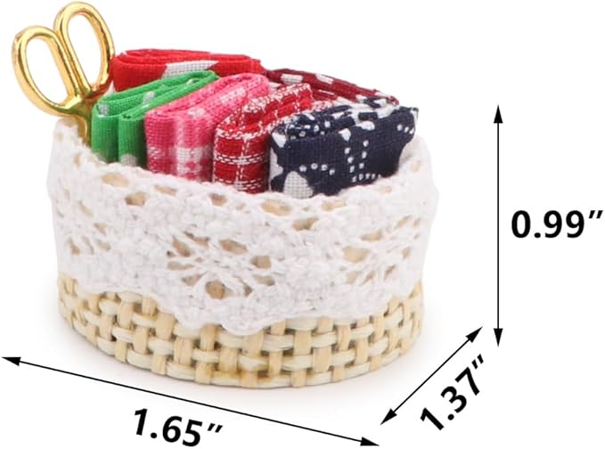 Dollhouse Accessories Miniature Sewing Tool Kit 1:12 Sewing Room Accessories Sewing Basket Simulation Model Dollhouse Decorations (C)