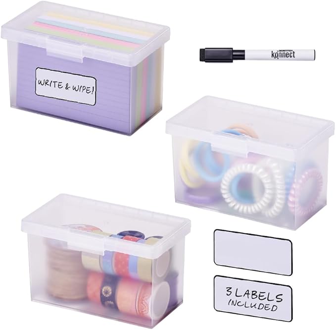 Bostitch Konnect Nest Clear Boxes, Stacking, Index, 3 Pack