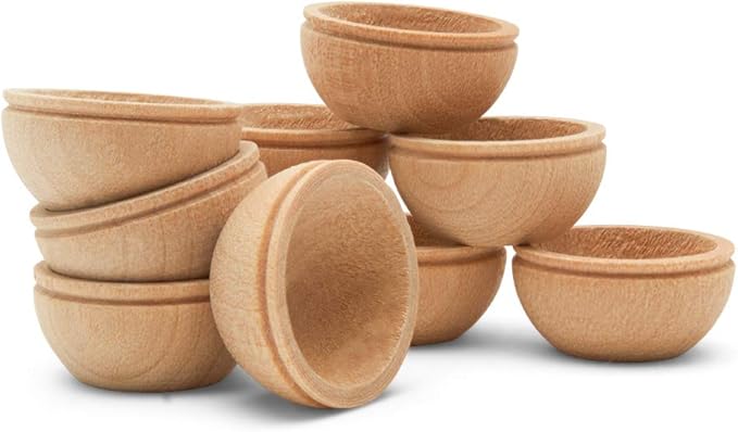 Woodpeckers Unfinished Wood Mini Bowl, 3/4 inch, Perfect for Scale Models, Dollhouse Dishes, Wood Craft Projects, and Sorting Activity, Pack of 25