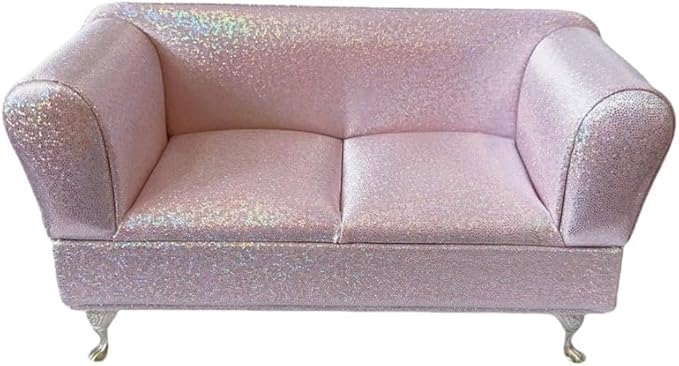 1/6 & 1/12 Scale Dollhouse Furniture Miniature Sofa w/Hidden Jewelry Box for Women - Adult Collector Pink Decor for Diorama, Dressing Table, Rings, Earrings & Small Necklaces Storage