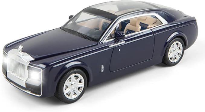 EROCK 1/24 Rolls-Royce Sweptail Toy Car Alloy Diecast Collectible Model Car for Kids Gift, Pull Back Toy Car with Sound & Light, Classic Double Door, Car Logo Can be Folded, Sweptail Blue