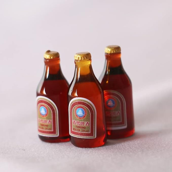 SXFSE Dollhouse Decoration Accessories, 1:12 Dollhouse Simulation 9 Pcs Mini Simulation Beer Bottle Wine Bottle Miniature Food Toy Mold