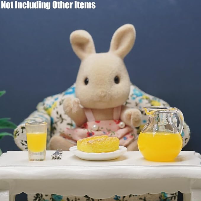 Odoria 1/12 Miniature Orange Juice Pitcher and Bread 6Pcs Miniatures Dollhouse Decoration Accessories Doll House Accessory