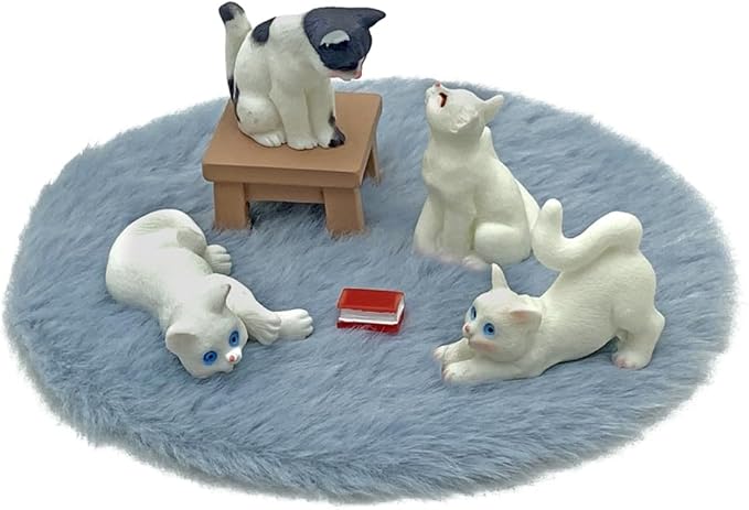 josaner-zz Dollhouse Cats w/ 1/12 Scale Accessories Mini Furniture Model Wooden Miniature (Multicolor-Simple)