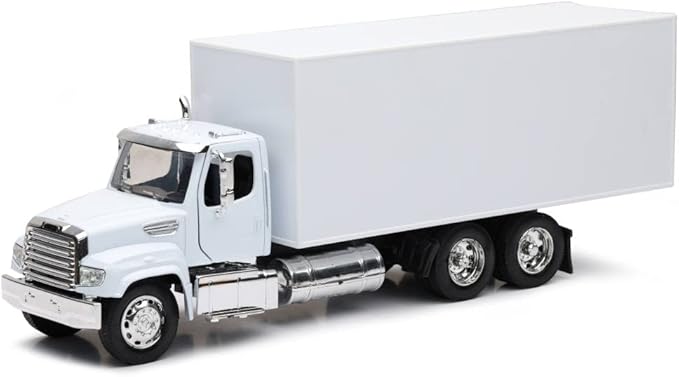 New-Ray Freightliner 114SD Box Truck White Long Haul Trucker Series 1/32 Diecast Model 11043