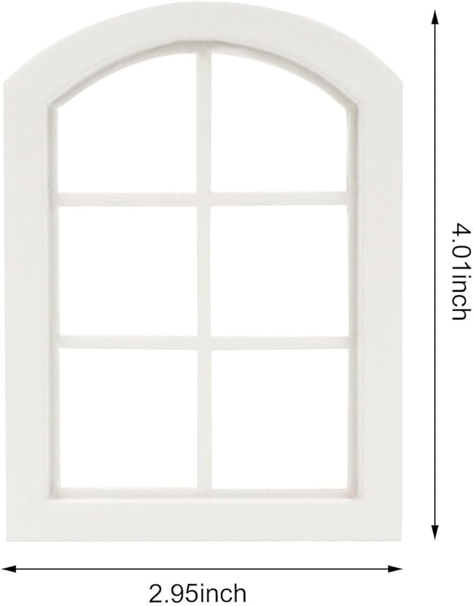 Dollhouse Windows 2PCS Miniature 6-Pane Window Frame 1 : 12 Frame DIY Mini House Decoration Wooden Fiary Window Model Doll House Accessories (White)