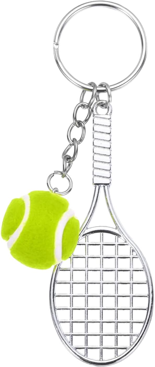 PATIKIL Tennis Keychain, Metal Tennis Racket Key Chains Sports Novelty Charm Pendant for Backpacks, Party Favor, Sports Fan