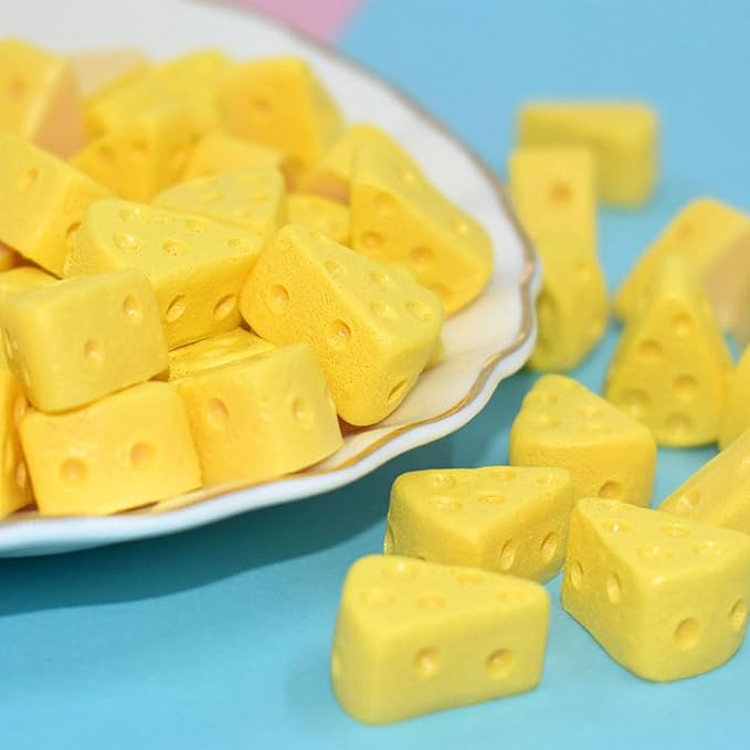 Toddmomy 40Pcs Miniatures Food Cheese Mini Plastic Fake Cheese Models Mini Simulation Food Model for Dollhouse Kitchen Decoration DIY Accessory