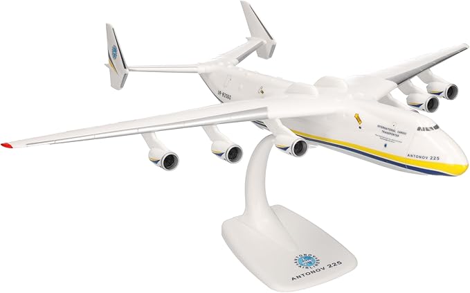 Herpa Snap-fit Airplane Model Antonov AN-225 Mriya on Scale of 1:250, Plastic Miniature with pedastal, Model Building, Collectors Edition