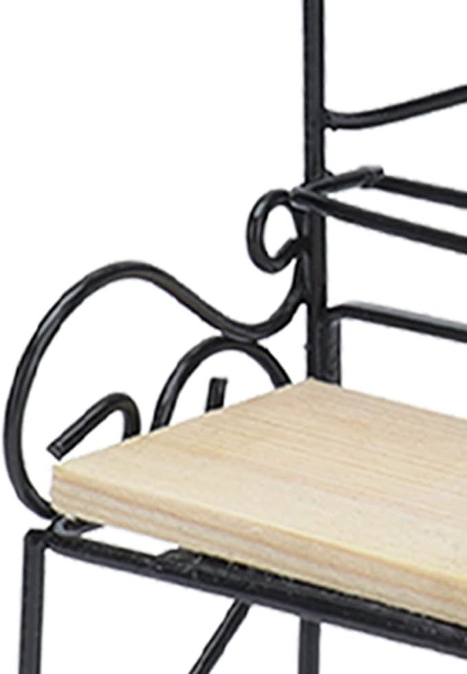 1:12 Miniature Storage Display, Miniature Furniture Wooden Storage Rack Mini Doll Bread Rack Dollhouse Kitchen Furniture Accessories (Black)