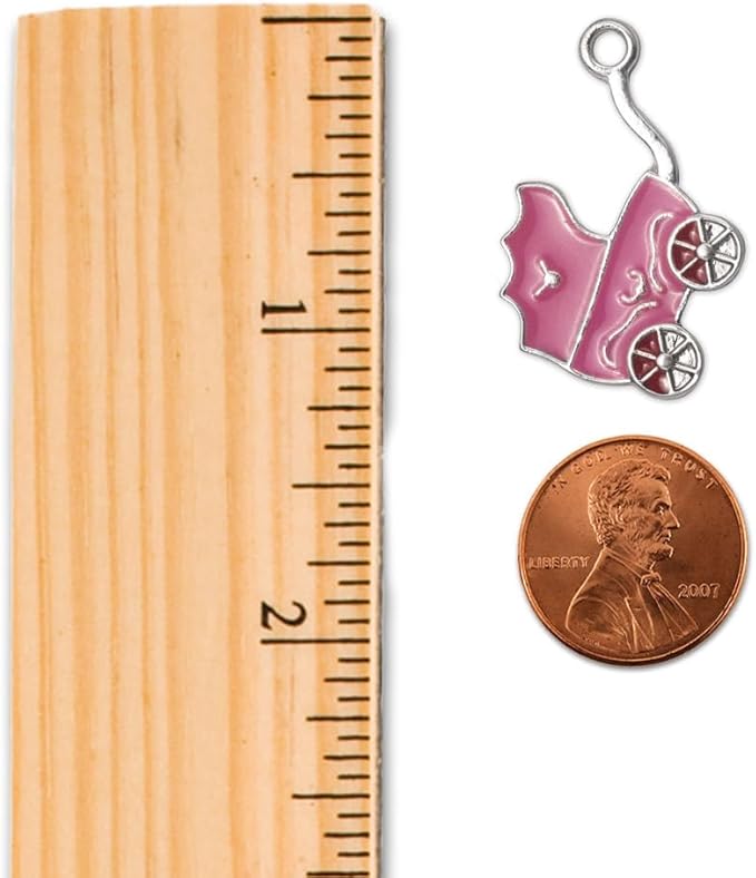 Inspired Silver - Pink Stroller - Silver Christmas Ornament - Unique Charm Christmas Tree Ornament - Holiday Hanging Decoration