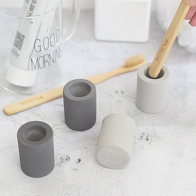 DiatZeno Mini Toothbrush Holders for Bathrooms - Diatomite Quick-Dry Organizer, Compact Portable Toothbrush Holder for Countertop, Shower & Travel Storage