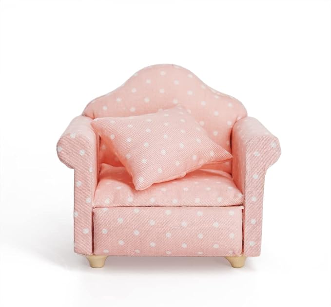 Odoria 1/12 Miniature Chair Armchair Dollhouse Furniture Accessories, Dots